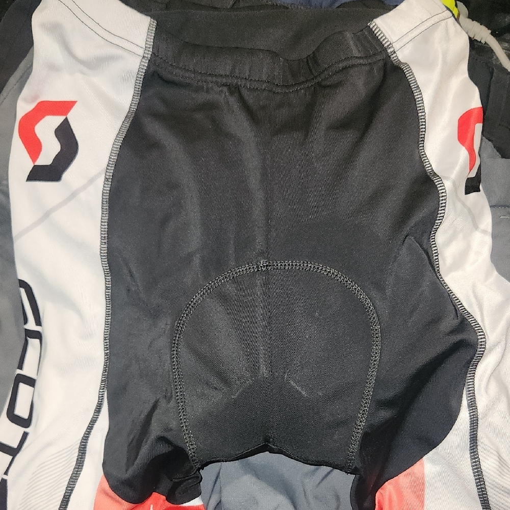Scott Black and White Cycling Shorts with Red Accents